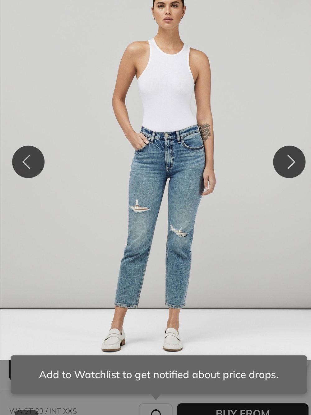 rag & bone Cropped Distressed Jeans - Blue